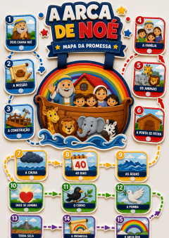 Mapa da história da Arca de Noé incluído no kit